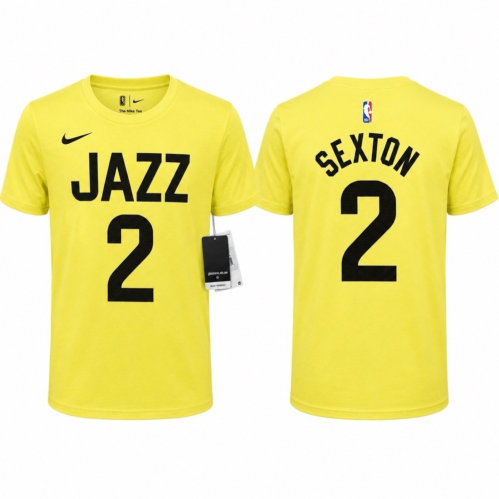 Nike Utah Jazz Collin Sexton #2 Youth Large T-Shirt Yellow NBA NEW